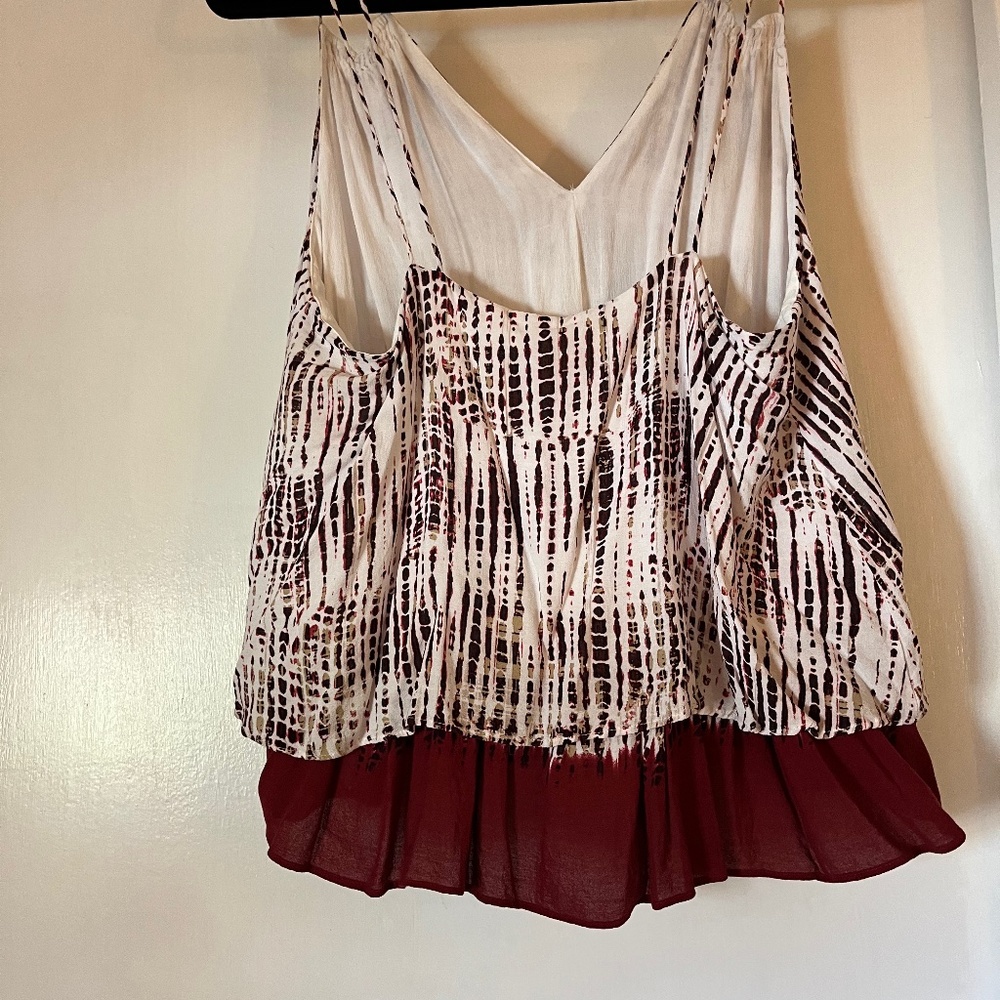 Anthropologie Burgundy & White  Sleeveless Top L